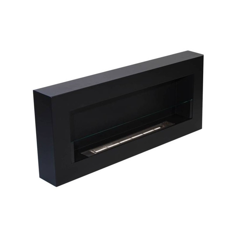 Biochimenea de pared con cristal BOX negra