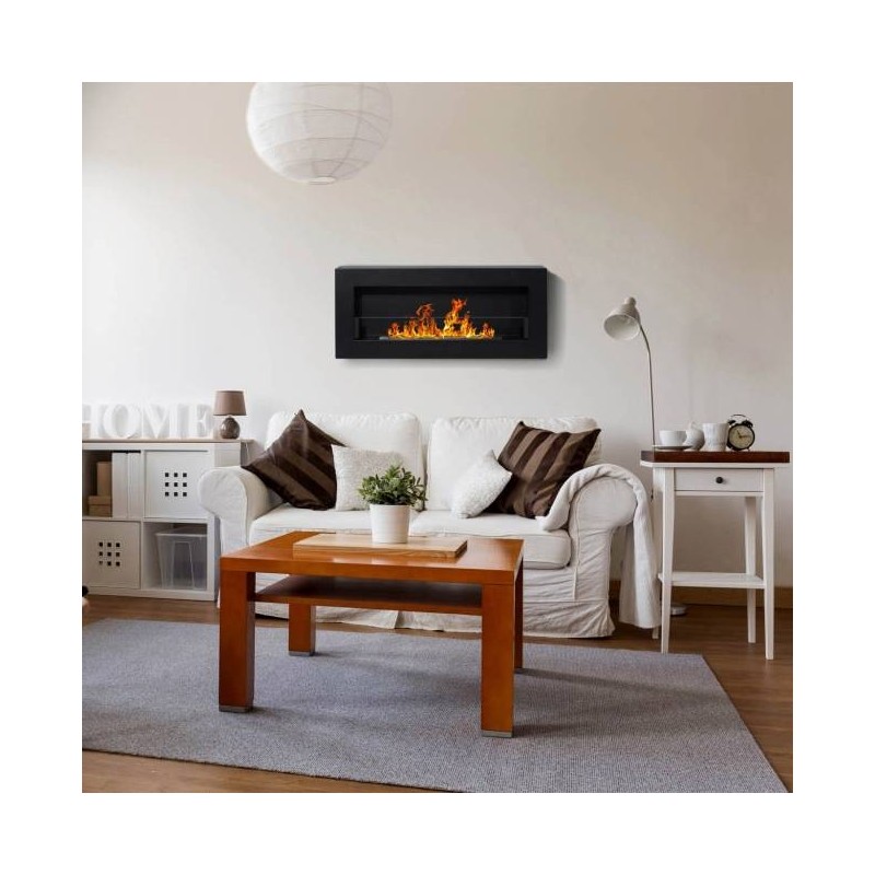 Chimenea de bioetanol para colgar BOX negra con cristal