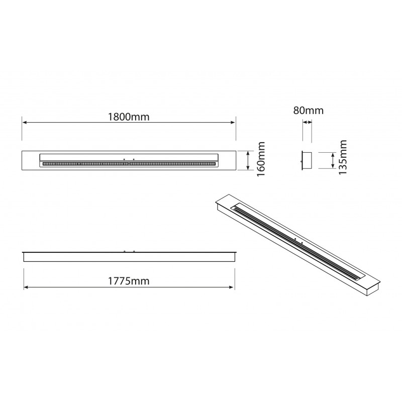 Dimensiones quemador de bioetanol Purline F96180
