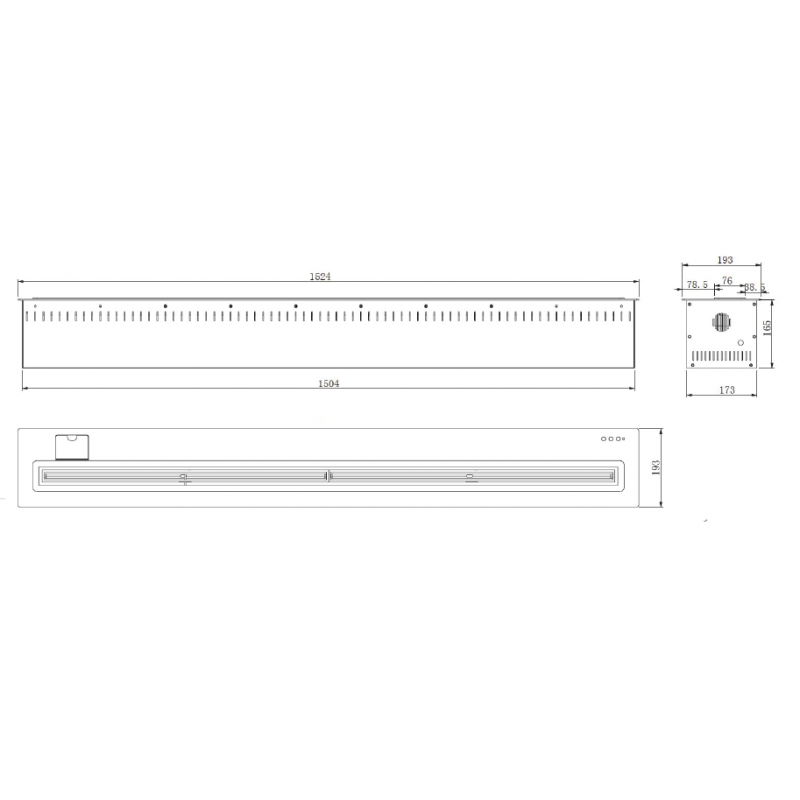 Dimensiones quemador de bioetanol automático RC60