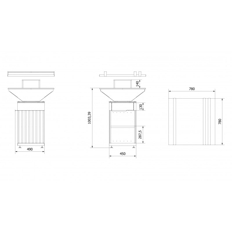 Dimensiones Barbacoa de leña Quadrum Vertical