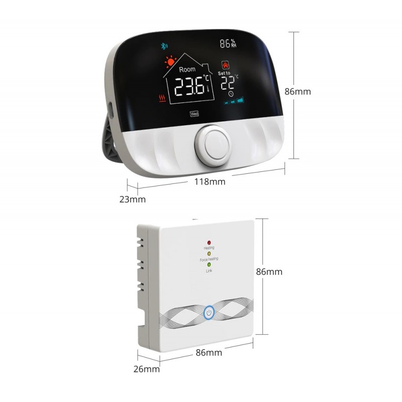 Dimensiones termostato Wi-Fi RF 433