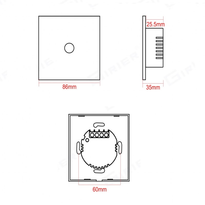 Dimensiones Interruptor Inteligente Comfy T blanco