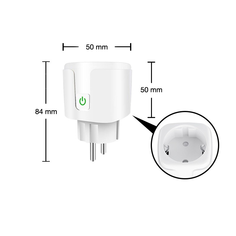 Dimensiones Enchufe inteligente Tuya Wi-Fi 20A Pack 2