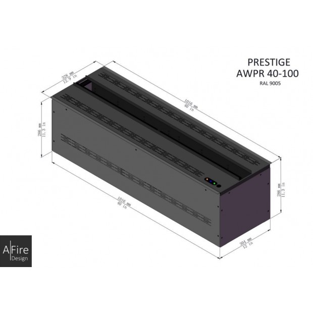 Dimensiones chimenea de vapor de agua A-Fire Prestige AWPR 40-100