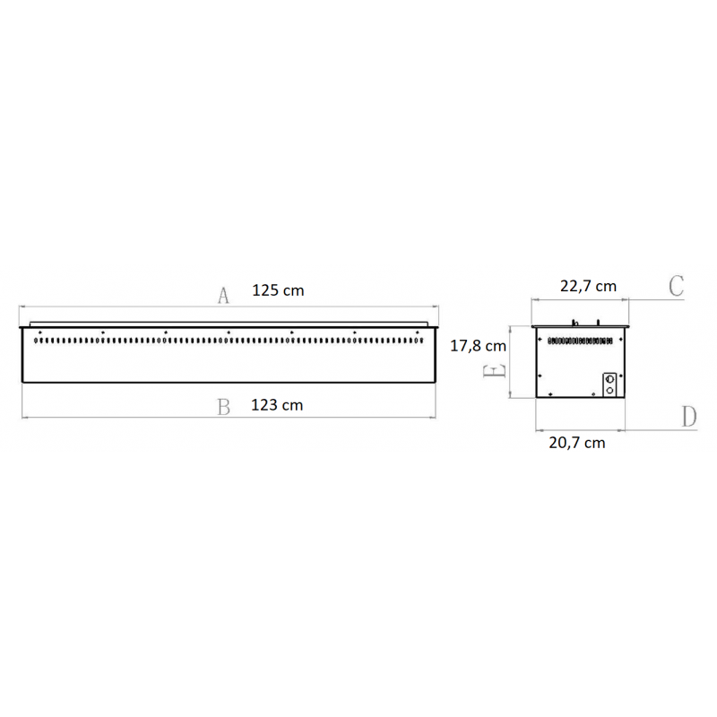Dimensiones Chimenea de vapor de agua VP125
