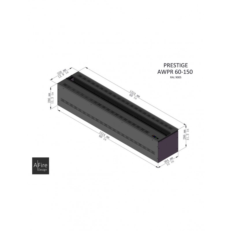 Dimensiones Dimensiones Chimenea de vapor de agua A-Fire Prestige AWPR 60-150 - Hogar Comfy