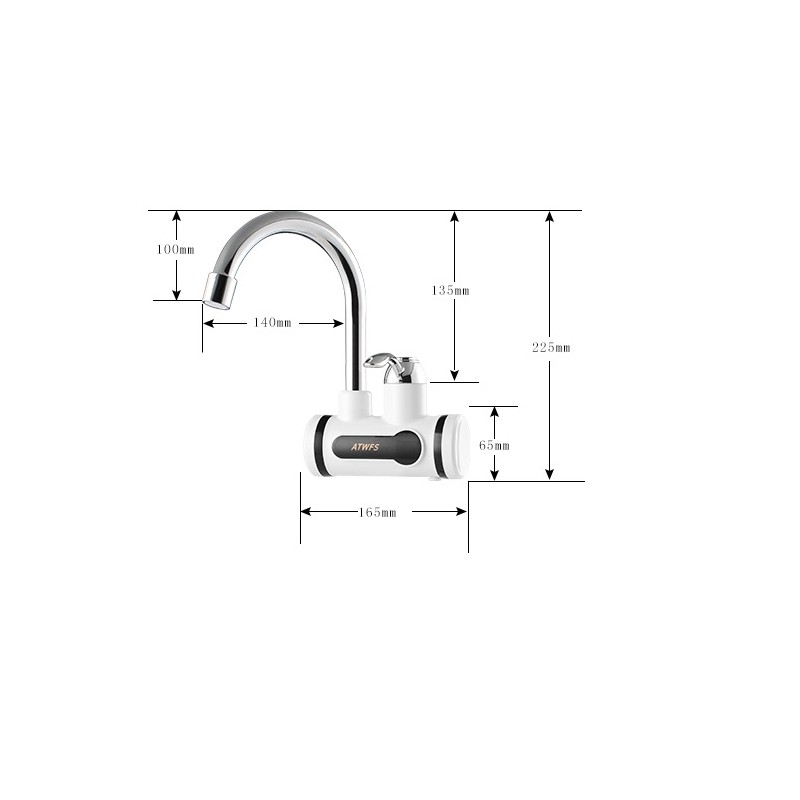 Dimensiones grifo eléctrico baño toma agua lateral