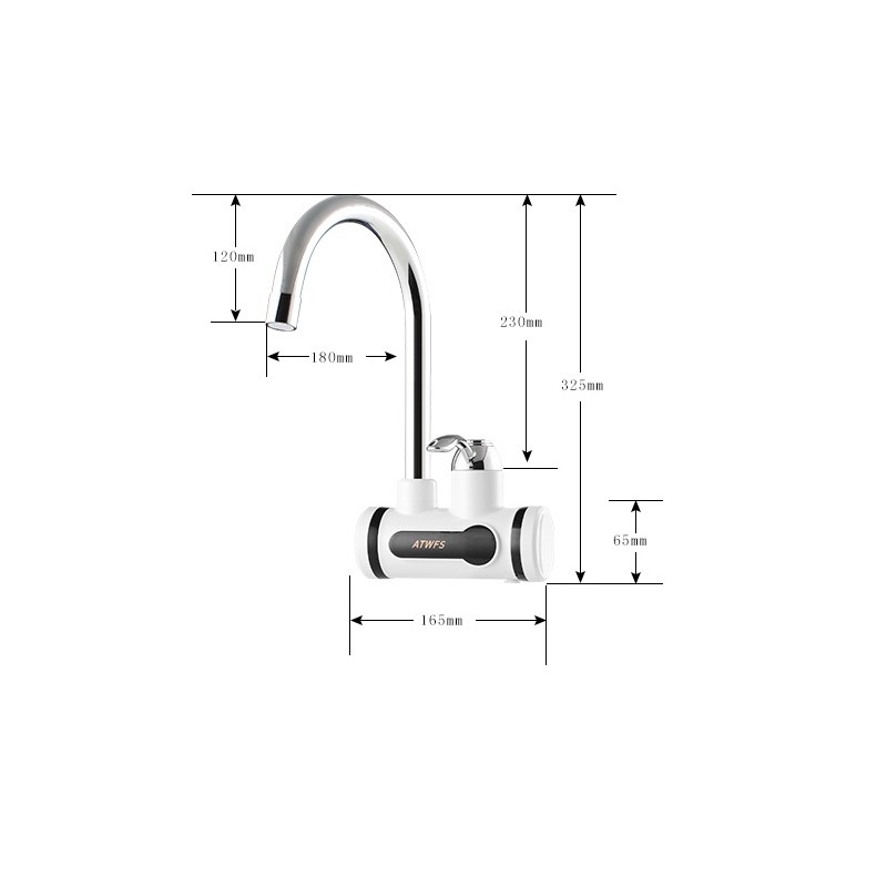 Dimensiones grifo eléctrico toma agua lateral