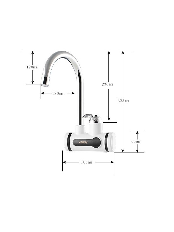 Dimensiones grifo eléctrico toma agua lateral