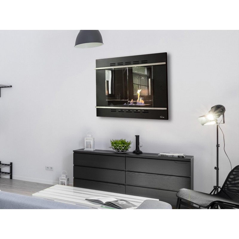 Biochimenea mural insertable con puertas Purline Ganimedes