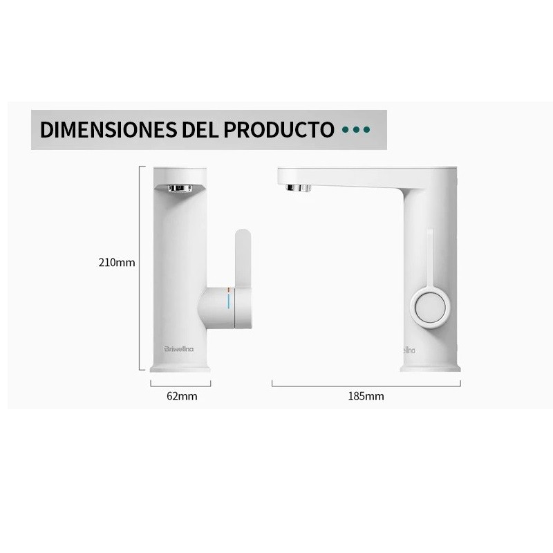 Dimensiones Grifo eléctrico HC Blanco