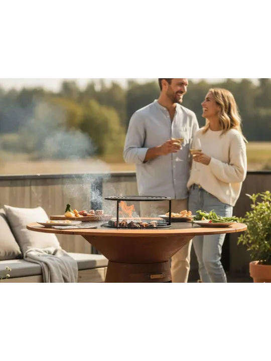 Barbacoa redonda en acero corten Purline EFP59CO WOOD