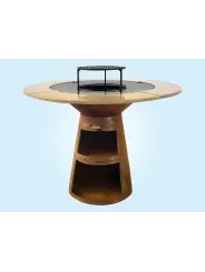 Barbacoa redonda en acero corten Purline EFP59CO WOOD - Hogar Comfy