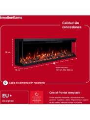 Chimenea eléctrica Unity - Infografía medidas y cristal
