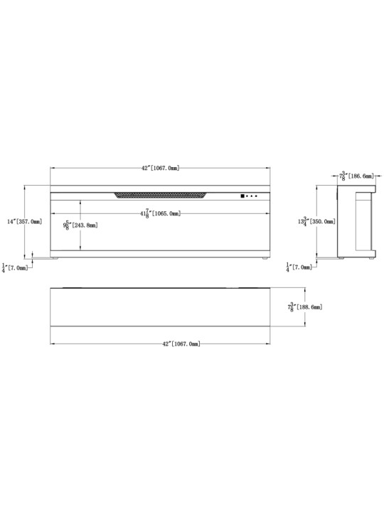 Dimensiones Chimenea Eléctrica Unity 107